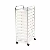 Seville Classics SHE16210B 10 Schubladen Rollwagen, Metall, silber, 39.5 x 39 x 98 cm
