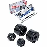 BGS 2889 | Rangier-Wagenheber | 2,5 t | hydraulisch | Hubhöhe 100-460 mm | Aluminium-Stahl-Konstruktion | Hydraulik mit Doppelhubkolben + BGS 2889-4 | Nylon-Rollenset | für Art. 2889, schwarz