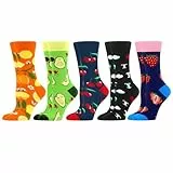 WeciBor Damen Lustige Bunte Socken, 5 Paar Mehrfarbig Obst, Größe 39-42