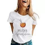 Aperol Spritz Women's T-Shirt, Funny Casual Shirt, T-Shirt Hallöchen Aperölchen Costume Carnival and Fancy Dress with Cocktail Print, Lightweight Top, Casual Blouse, Stylish Fun T-Shirt Tops