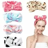 YOCHLEY 5 Stück Haarband Damen Kosmetik Haarbands Spa Bowknot Haarbänder Elastisch Korallenvlies Haarbands Stirnbänder Schleifen Gesicht Stirnband für Mädchen Yoga Dusche Hautpflege Sport