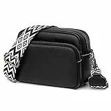 TIAASTAP Damen Umhängetasche Klein Leder Handtasche Crossbody Bag Crossbag Schultertasche Damen Tasche Moderne Taschen mit breitem Schultergurt und 3 Fächern