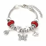 ARHZ Schmetterling Armband, Mädchen-Anhänger-Armband,verstellbares, Geschenke für Mädchen(Rot)