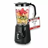 EMERIO Standmixer BPA frei Crush Ice Funktion 1.5l Behälter 2 Geschwindigkeiten + Pulse Funktion Messereinheit aus Edelstahl Sicherheitsschalter geschirrspülgeeignet 500 Watt BL-124816.8 Schwarz