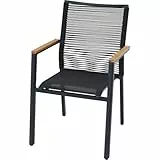 Stapelsessel Bologna anthrazit Armlehnenonlay aus Teakholz FSC® 100% in Natur 65x57x92 cm