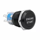 Keenso 12V Auto Motor Start Taster LED 19mm Startknopf Motor Startschalter Zündung Starter(Schwarz)