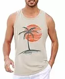 Runcati Printed Tank Top Herren Ärmelloses Sport Muskelshirt Fitness Gym Training Unterhemd Baumwolle Atmungsaktive Bodybuilding Shirt,Hellgrau,XXL
