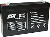 DSK 10320 - Versiegelte wiederaufladbare AGM-Bleibatterie 6V mit 7Ah. Ideal für Auto- und Elektromotorräder für Kinder, Motorroller, USV-Systeme, Sicherheits- und Kommunikationssysteme…