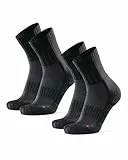 DANISH ENDURANCE Premium Merinowolle Laufsocken, Warme Sportsocken, Extrem strapazierfähig, Gepolstert, Anti-Blasen, Schweißableitend, für Herren & Damen, 2 Paar, Schwarz, 43-47