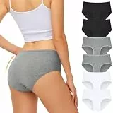 FALARY Damen Unterhosen Baumwolle Unterwäsche Slips Hipster Taillenslip für Frauen Schlüpfer Damenslip Unterwäsche Sportunterhosen für Damen 6er Pack（M/40 EU, Schwarz/Weiß/Grau）