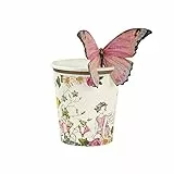 Talking Tables Lot de 12 gobelets en carton à motif floral féerique, Fées, Papillons, Hauteur 20 cm