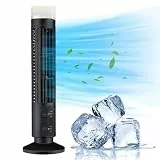Annadue 34dB leiser Turmventilatore, 90° oszillierende Ventilatoren Blattloser Tower Fan Standventilator mit Licht, leicht zu reinigen, für Schlafzimmer, Küche, Bür usw (Schwarz)