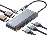 NOVOO USB C Docking Station 4K@60Hz Dual HDMI USB C Hub Adapter mit 2 HDMI 4K@60Hz,PD 100W Schnellladen, 3X USB-A für MacBook Pro M2, Dell, HP, Lenovo, Surface und mehr Typ C Geräten