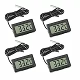 ARCELI Digital LCD Thermometer Temperaturüberwachung mit externer Sonde für Kühlschrank Gefrierschrank Kühlschrank Aquarium - schwarz （4 Stück）