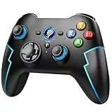 EasySMX Wireless PC Controller, Controller PC Bluetooth mit Hall-Trigger & Dual Vibration & Turbo Funktion, kompatibel mit PC/ PS3/ Switch/Handy– Blau