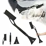 Xiujuers Eiskratzer Auto mit Besen, 60CM Scheibenkratzer Auto mit Schaumstoffgriff, 2 in1 Auto Schneebesen, Eiskratzer mit Besen, Car Snow Brush, Auto Schneebürste für Auto, SUV, LKW (Schwarz)