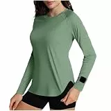 Jamicy UPF 50+ UV Langarmshirt Damen Sport Laufshirt Langarm Tshirt Dünne Sonnenschutz Sportshirt Trainingsshirt Atmungsaktive Funktionsshirt Schnelltrocknend Stretch Rashguard Mintgrün L