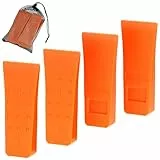 QWORK® 4 Stück Sicherer Spaltkeil 15CM, Kettensägen Fällkeil aus Schlagfest ABS-Kunststoff mit Spikes, in Auffälliger Orange Signalfarbe