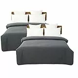 WOLTU 2X Tagesdecke Bettüberwurf Steppdecke 240x260cm Dunkelgrau, Wendedesign Kariert Bettdecke Stepp Decke für Doppelbett unterfüttert und Gesteppt