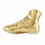 missfiona Jazz Tanzschuhe Damen Jazzschuh Tanzstiefel Segeltuch Ballsaal Tanz Flach(41 EU, Gold)