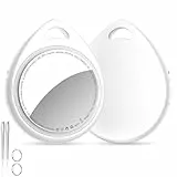 QCOQ® SafeTrack 2er Pack 2026, Schlüsselfinder & Tracker Tagg, Key Finder Kompatibel mit Apple „Wo ist?“ App (nur iOS), Bluetooth Finder mit Schlüsselband, Auto- & Koffer-Tracker, Austauschbarer Akku