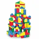 Melissa & Doug - Bauklötzchenset aus Holz (pädagogisches Spielzeug, 100 Blöcke in 4 Farben und 9 Formen, für Mädchen und Jungen ab 2 Jahren
