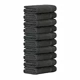 Luckytowel Handtücher Set 50x100 cm – Oeko-TEX Handtuch-Set aus 100% Baumwolle mit 600 g/m² – Frottiertücher mit Aufhängeschlaufe – flauschig & saugstark – Frottee Handtuchset – 10er Pack Anthrazit