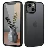 HGH Matt Hülle für iPhone 13 Mini 5,4 Zoll, [Militärschutz] Schutzhülle Samtige Touch Matt Anti-Kratzen, Durchscheinende Rückseite Schutzhülle, Anti-Fingerabdruck (Schwarz)
