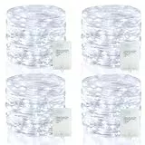 echosari 4 Stück Lichterketten Batterie Timer, 20M 200 LED Silber Lichterkette Weihnachten mit 5 Modi DIY Lichterdraht für Innen Außen Deko (Weiß)