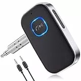 Glangeh Bluetooth 5.3 Adapter Auto, Upgraded Lärmminderung 3,5mm Aux Bluetooth Adapter, 16H Standby Empfänger Receiver Klinke für Auto Audio System, Kopfhörer, Speaker, Stereo-Endstufen