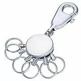 TROIKA PATENT SCHLÜSSELHALTER – KYR60/MC – rund, matt verchromt – Schlüsselanhänger mit Karabinerhaken – 6 ausklinkbare Ringe zur Schlüsselorganisation – das Original von TROIKA