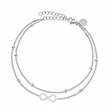 GD GOOD.designs Fußkettchen mit Unendlichkeitszeichen (Silber) I Wasserfeste Infinity Fußkette aus rostfreiem Edelstahl I Damen Fußschmuck versilbert