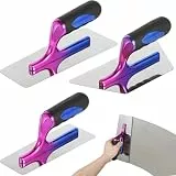 QOIFLYIN 3 Stück Edelstahl Gipsspatel Set, Glättspachtel Wand Trockenbauspachtel, Venezianische Glättekelle mit Softgriff, Trockenbau Glättekelle für Zement, Mörtel, Putze