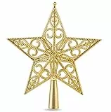 Stern Christbaumspitze Baumspitze Spitze Aufstecker für Tannenbaum Tannenbaumspitze Weihnachtsbaum Weihnachten (Stern-Ornament-Gold)