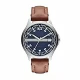 Armani Exchange Watch For Men, Quartz Three hand date Movement and 46mm Case Size with Leather strap