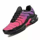Unisex Air Schuhe leichte Laufschuhe Herren Damen Turnschuhe mit Luftpolster Atmungsaktiv rutschfeste Tennisschuhe Walkingschuhe Sneaker Sportschuhe Running Shoes TN18 SchwarzRosenrot EU 37