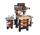 Smoby Toys - Black+Decker Mega Werkbank Center (100 Teile) - Spielzeug-Werkstatt für Kinder ab 3 Jahren mit Werkzeug, Nagelbrett, Autobausatz & mechanischem Akkuschrauber