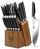 HOSHANHO 16-Teiliges Messerblock Set, Kochmesserset aus Pulverstahl mit Hohem Kohlenstoffgehalt, Messerset Ultrascharfes Professionelles Küchenmesserset mit Schärfer
