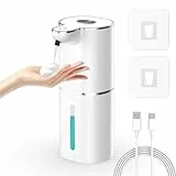 Seifenspender Automatisch, Gcstnn 380ml Elektrischer Schaumseifenspender mit Sensor, Wandmontage, USB Wiederaufladbar, LCD Anzeige, IPX5 Wasserdicht, für Badezimmer, Küche, Spülmittel - Weiß