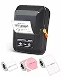 SUPVAN T50M Pro Etikettendrucker Bluetooth mit 3 Etikettenrollen (2 weiß 1 rosa) Value Pack, automatische Etikettengrößenerkennung, für Einzelhandel, Büro, Organisation, Schule und Zuhause