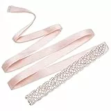 Jeesblsy Kristall Strass Gürtel Hochzeit Satin Schärpe Brautgürtel für Party Brautjungfernkleider Ballkleid Abendkleider Taillengürtel Zubehör,Rosa