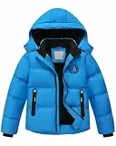 Zoofly Winterjacke Jungen Kinder Jacke Warm Gefüttert Puffer Jacken Kinderjacken Winter mit Abnehmbar Kapuze Wanderjacke, Hellblau 152 (L)