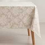 GAMUSI Tischdecke, schmutzabweisend, rechteckig, Blumenmuster, Jacquard, wasserdicht, 140 x 100 cm, Stoffgefühl, Leinenfarben