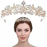 TIESOME Strass Kristall Tiara,Diadem Hochzeit Krone Stirnband Frauen Elegante Krone Braut Stirnbänder für Hochzeit Abschlussball Geburtstagsfeier Braut Haarschmuck Geschenk(gold)