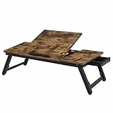 SONGMICS Laptoptisch, Laptopständer, Notebooktisch, Frühstückstablett, klappbare Beine, höhenverstellbar, für Bett und Sofa, für Laptops bis 14,3 Zoll, 71 x 35 x 23 cm, vintagebraun LLD110B01