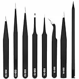 7Stk ESD Pinzetten Set, MNBS Präzisions Antistatisch Edelstahl + Brechstange Toolkit,Reparatur Werkzeug,Modellbau Pinzette für Computer Elektronische Reparaturen Schmuck Präzisionsarbeit Laborarbeit