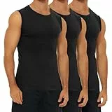 FALARY Tank Top Herren Unterhemden Schwarz M 3er Pack gekämmte Baumwolle Fitness Unterhemd