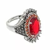 Holibanna Frauen Roten Edelstein Ring Roten Granat Offenen Ring Vintage Retro Antiken Verlobung Hochzeitstag Einstellbare Kupfer Valentinstag Schmuck Geschenke