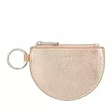 DUDU Damen Mini-Ledermünzgeldbörse mit Reißverschluss und Schlüsselanhänger im zweifarbigen Slim-Design Ballerina