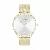Calvin Klein Analog Quarzuhr für Damen Kollektion Timeless MESH 38MM mit Goldfarben Edelstahl-Mesh-Gliederarmband - 25200003